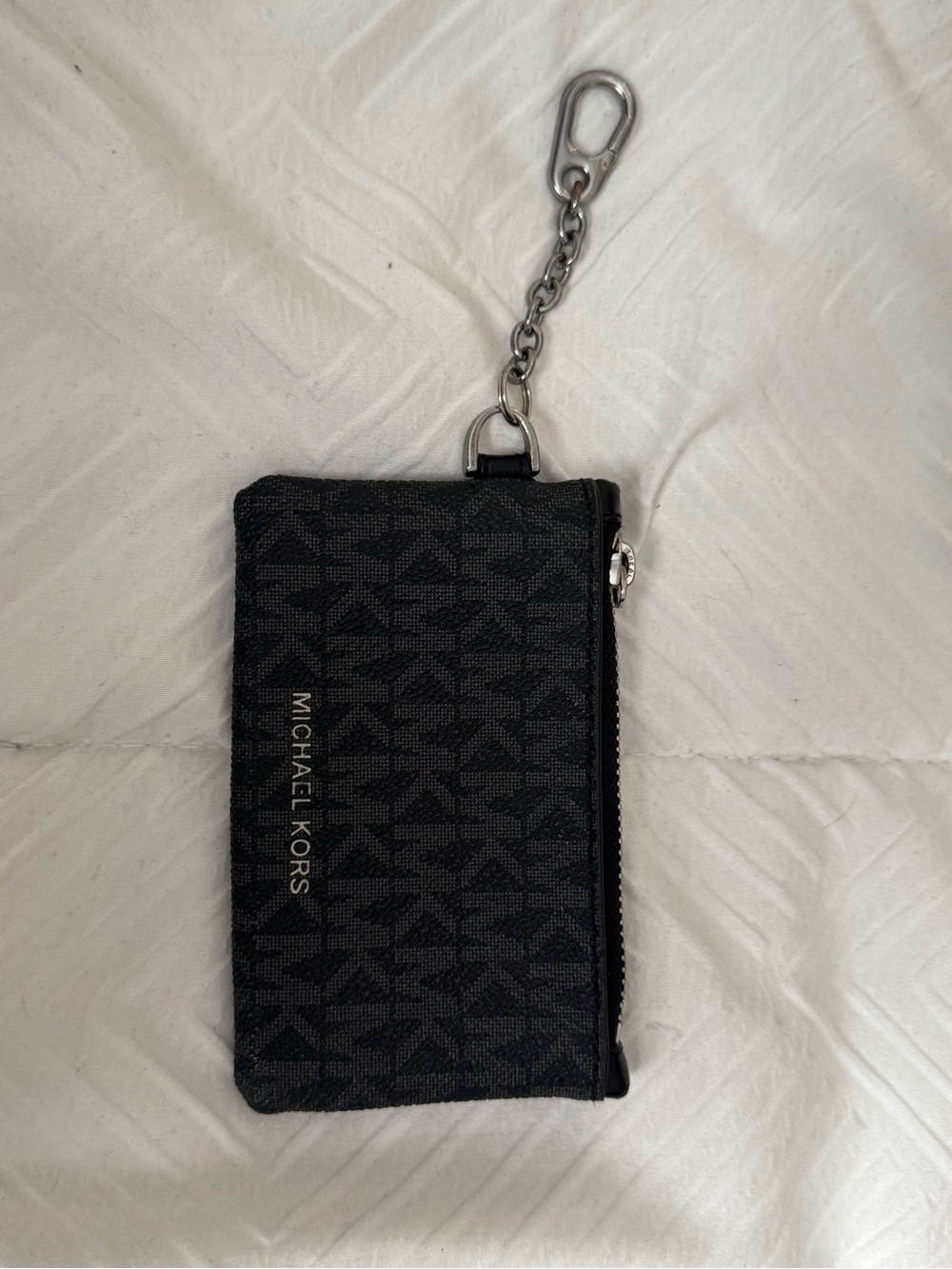 Michael Kors Black Logo Zip Key Pouch with Chain Clip